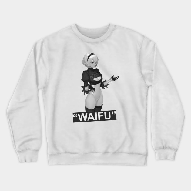 Nier 2b Waifu Crewneck Sweatshirt by cocorf